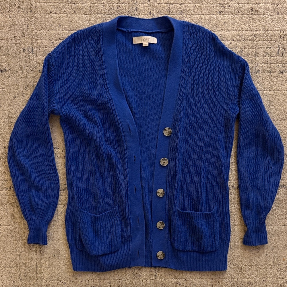 LOFT Men's Vibrant Blue Cardigan Sweater